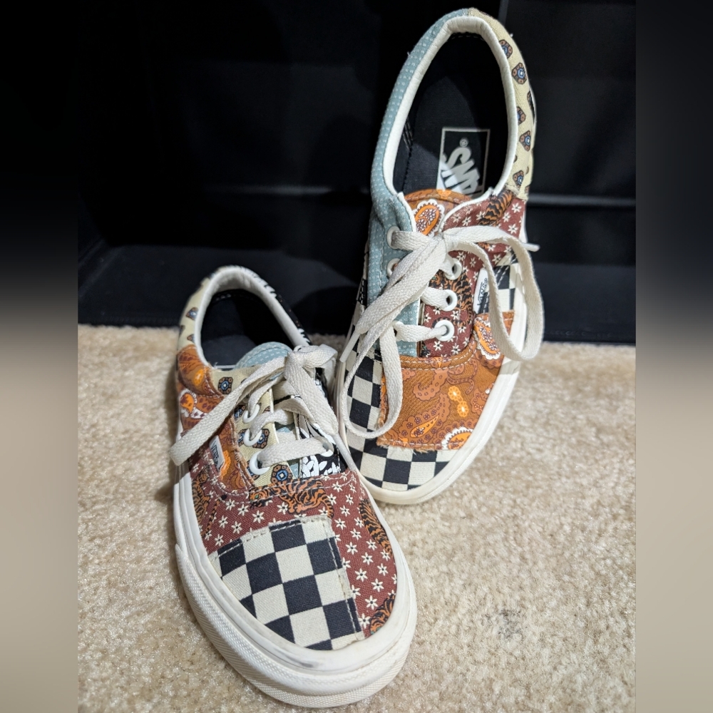 Vans Tiger Patchwork Era Skate Shoes Multicolor Laced Low Top Women's Sz 5 - Picture 2 of 6